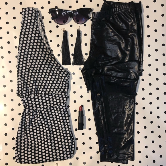 Xhilaration Pants - Black Liquid Leggings Shiny Rave Punk szm